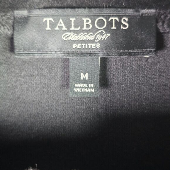 Talbots Petites Black Velvet Zip Jacket PM Stretch Machine Wash Classic Fit Soft - Picture 3 of 16